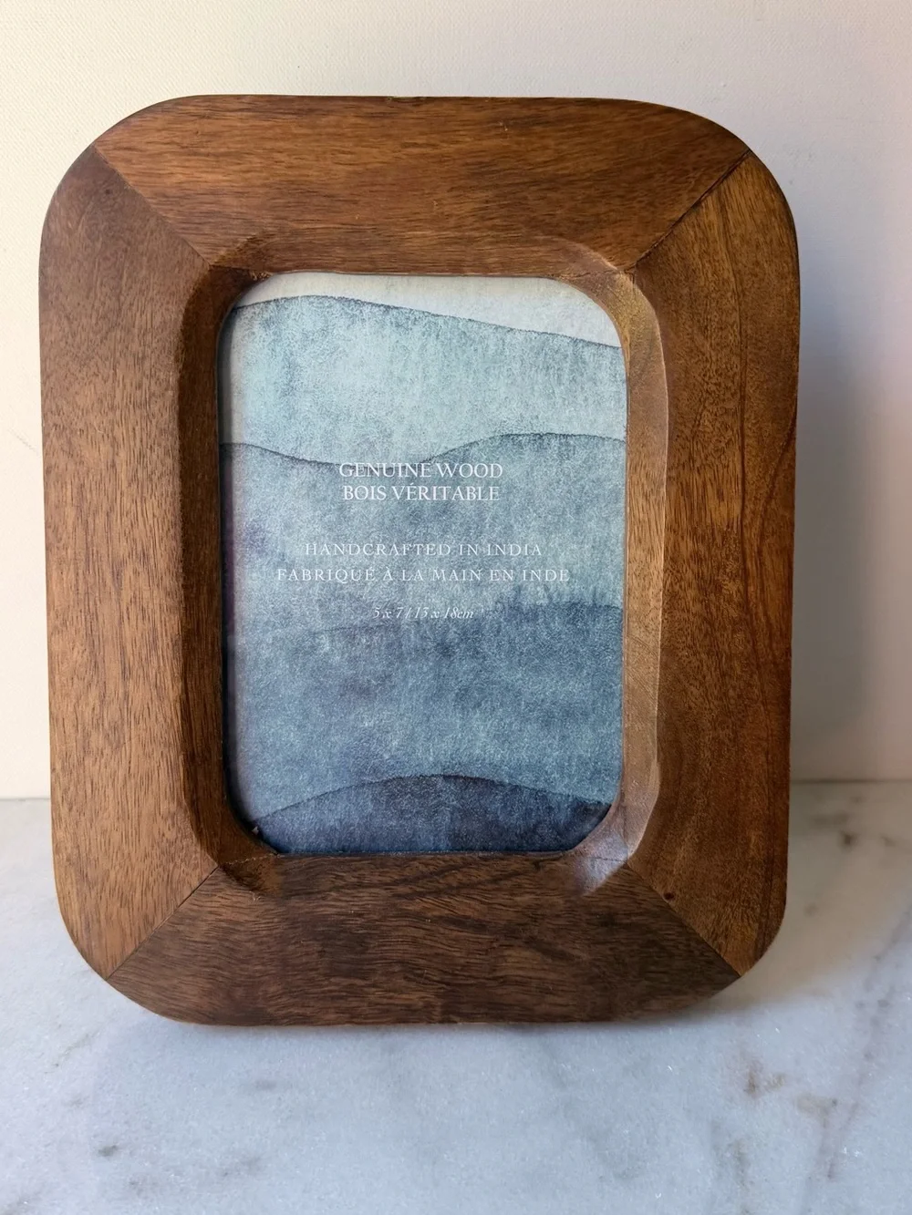 Handcrafted Solid Wood Photo Frame - Brown 5”x7” rustic wooden frame